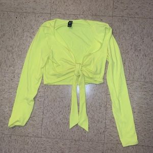 Neon front tie crop top